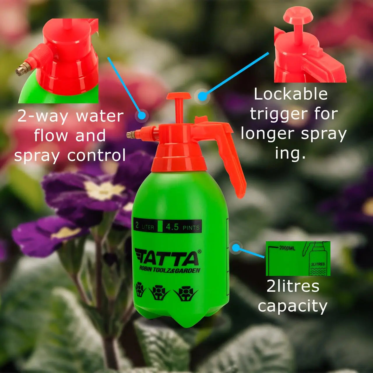 Pompa pentru stropit Tatta TP201M actionata manual rezervor 2 l