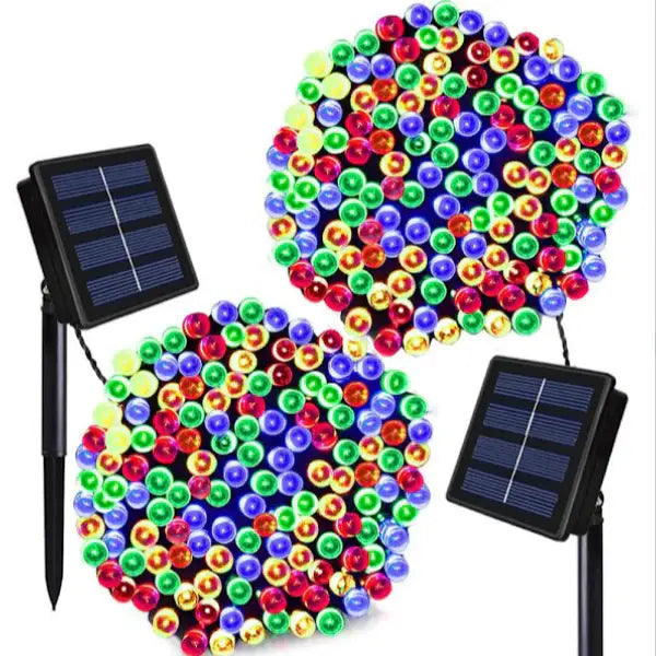 Set 2 x Decoratiune cu Incarcare Solara 100 LED 10 Metri - Multicolor