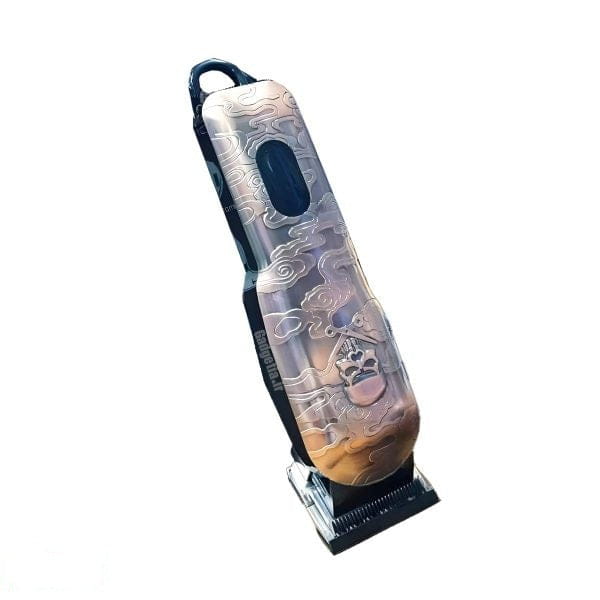 Ondula metalică ornamentată pentru tuns, cu design de craniu și ecran LCD pentru uz personal