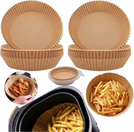 Air Fryer - Friteuza fara Ulei 6 Litri Display Digital 2400 W Functie de Coacere + Set 50 hartii de Copt