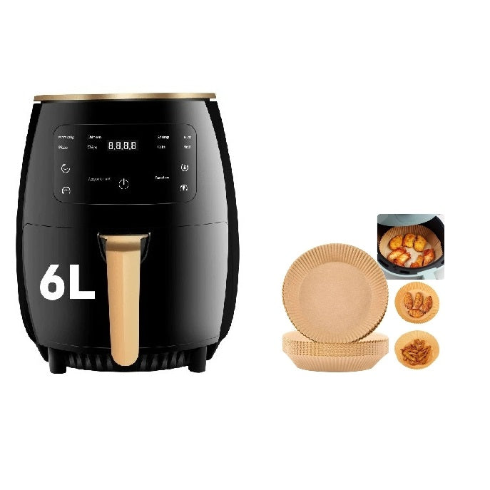 Air Fryer - Friteuza fara Ulei 6 Litri Display Digital 2400 W Functie de Coacere + Set 50 hartii de Copt