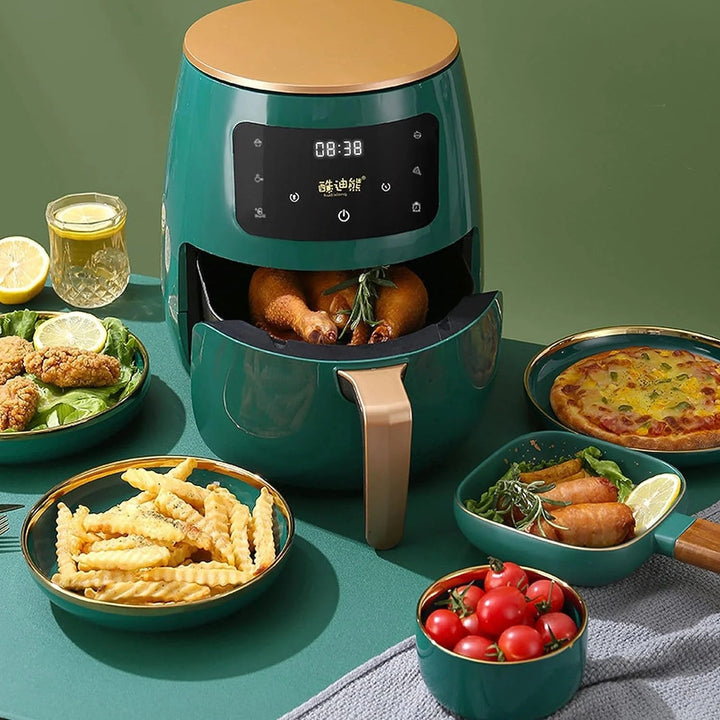 Air Fryer - Friteuza fara Ulei 6 Litri Display Digital 2400 W Functie de Coacere + Set 50 hartii de Copt