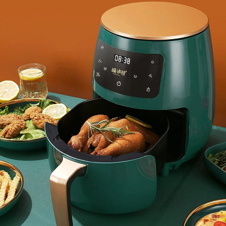 Air Fryer - Friteuza fara Ulei 6 Litri Display Digital 2400 W Functie de Coacere + Set 50 hartii de Copt