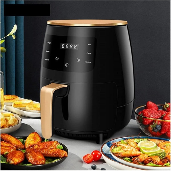 Air Fryer - Friteuza fara Ulei 6 Litri Display Digital 2400 W + Tigaie Dubla Titanium Copper + Set 50 hartii de Copt