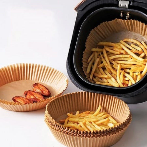 Air Fryer - Friteuza fara Ulei 6 Litri Display Digital 2400 W + Tigaie Dubla Titanium Copper + Set 50 hartii de Copt
