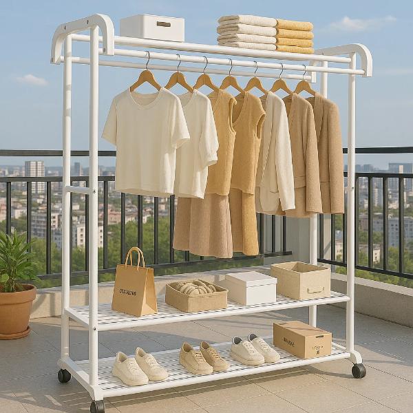 Suport Dublu de Umerase pentru Haine – Structura Metalica Solida,Capacitate 70 kg Modern Reglabil si Usor de Asamblat