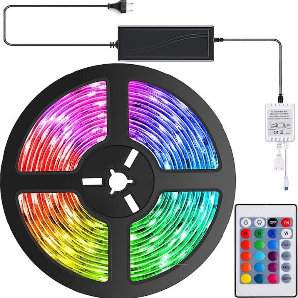 Banda Led Rgb Pentru Iluminare Cu Banda Adeziva Si Telecomanda 5 Metri - Electronice si Gadgeturi