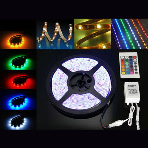 Banda Led Rgb Pentru Iluminare Cu Banda Adeziva Si Telecomanda 5 Metri