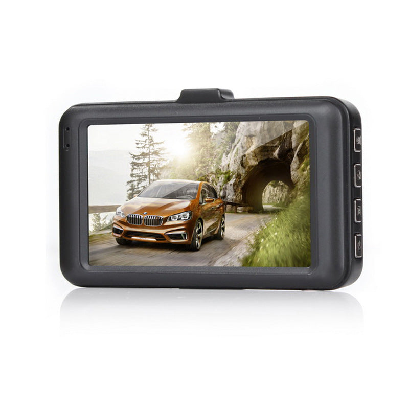 Camera auto DVR Full HD 1080p cu ecran LCD 3 inch și suport card MicroSD.