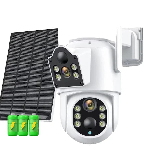 Camera de Supraveghere Dubla Wifi Rotativa cu Incarcare Solara Electronice si Gadgeturi