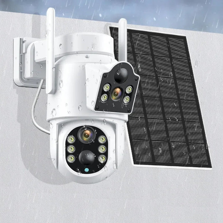 Camera de Supraveghere Dubla Wifi Rotativa cu Incarcare Solara Electronice si Gadgeturi