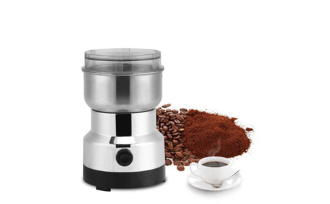 Rasnita electrica din inox cu lame din metal, cafea boabe și cafea măcinată