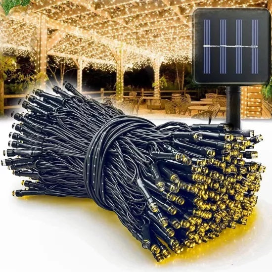Decoratiune cu Incarcare Solara 30 Metri 300 LED - Alb Cald