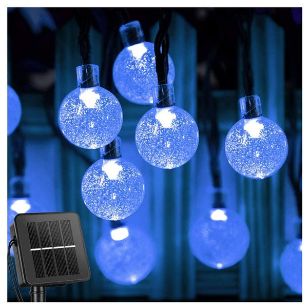 Decoratiune cu Incarcare Solara 5 Metri 30 Globulete - Albastru