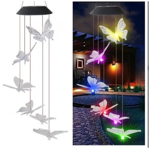 Decoratiune solara de gradina 6 fluturi cu joc de lumini - Lampi Solare