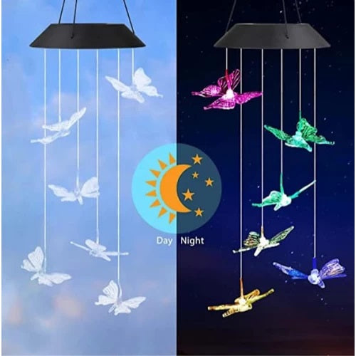 Decoratiune solara de gradina 6 fluturi cu joc de lumini - Lampi Solare