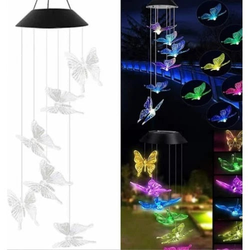 Decoratiune solara de gradina 6 fluturi cu joc de lumini - Lampi Solare