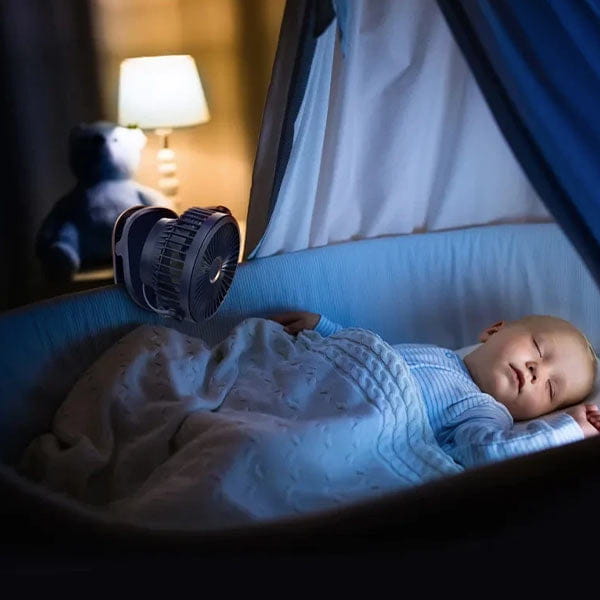 Mini ventilator LI Silentios cu Clema, ideal pentru racoare oriunde în camera bebelușului