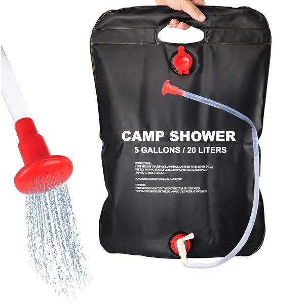 Dus Portabil pentru Camping cu Incalzire Solara si Furtun cu Robinet 20L Articole Casa