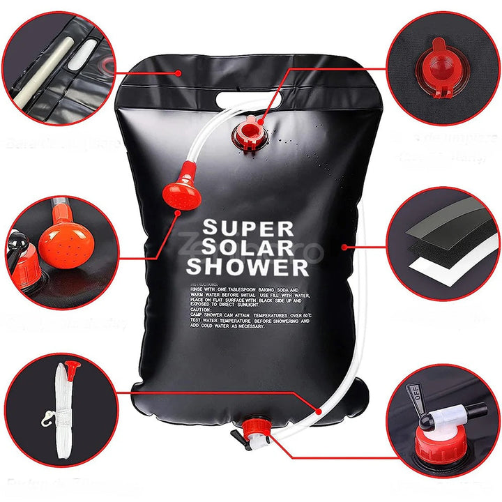 Dus Portabil pentru Camping cu Incalzire Solara si Furtun cu Robinet 20L Articole Casa