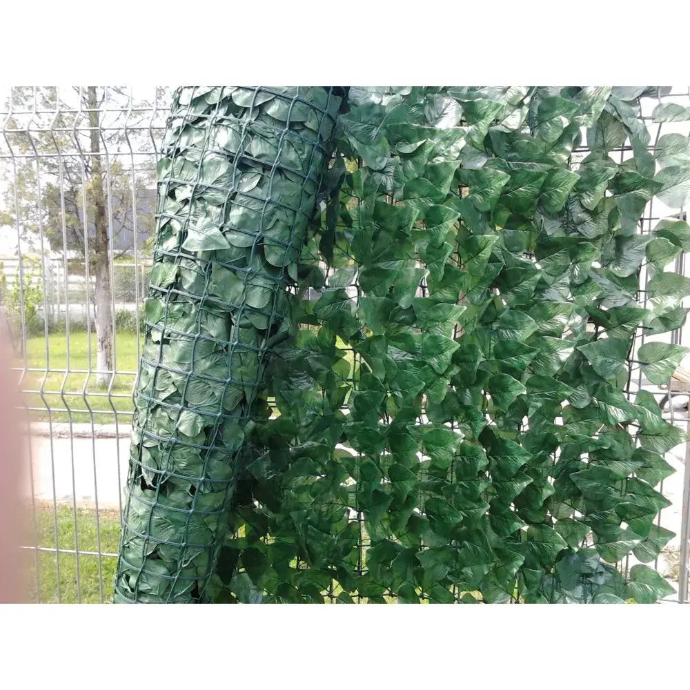 Imagine cu gard artificial cu model frunze verzi pentru decorare gradină 100x300 cm