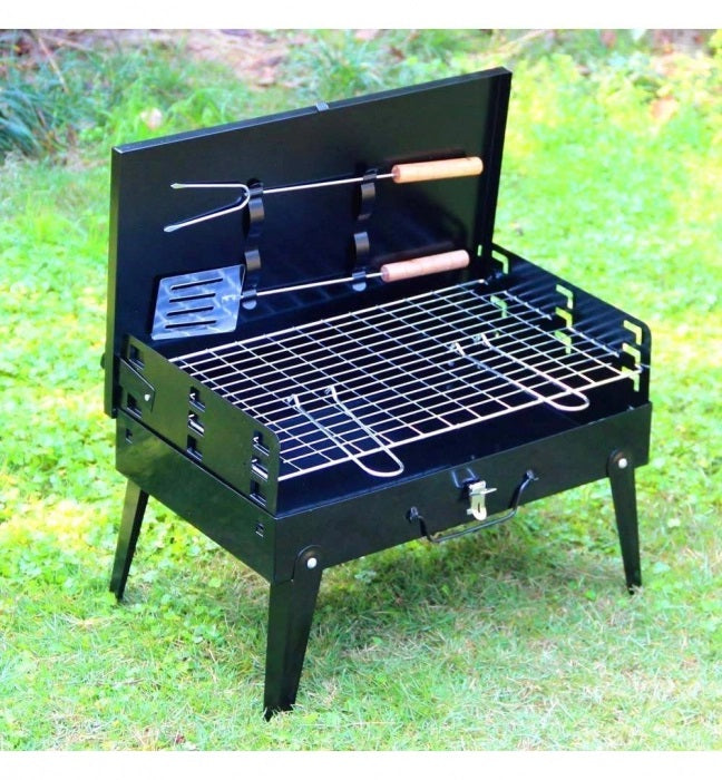Gratar grill pliabil si portabil tip valiza cu accesorii incluse - Articole Gradina
