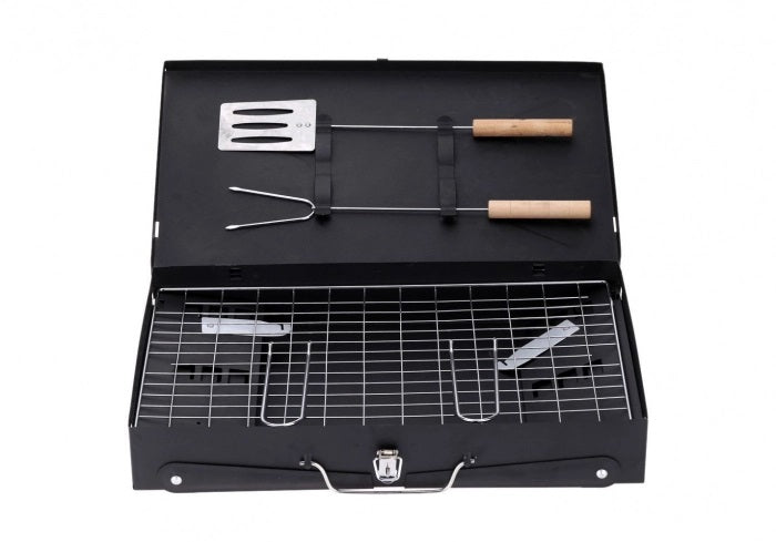 Gratar grill pliabil si portabil tip valiza cu accesorii incluse - Articole Gradina