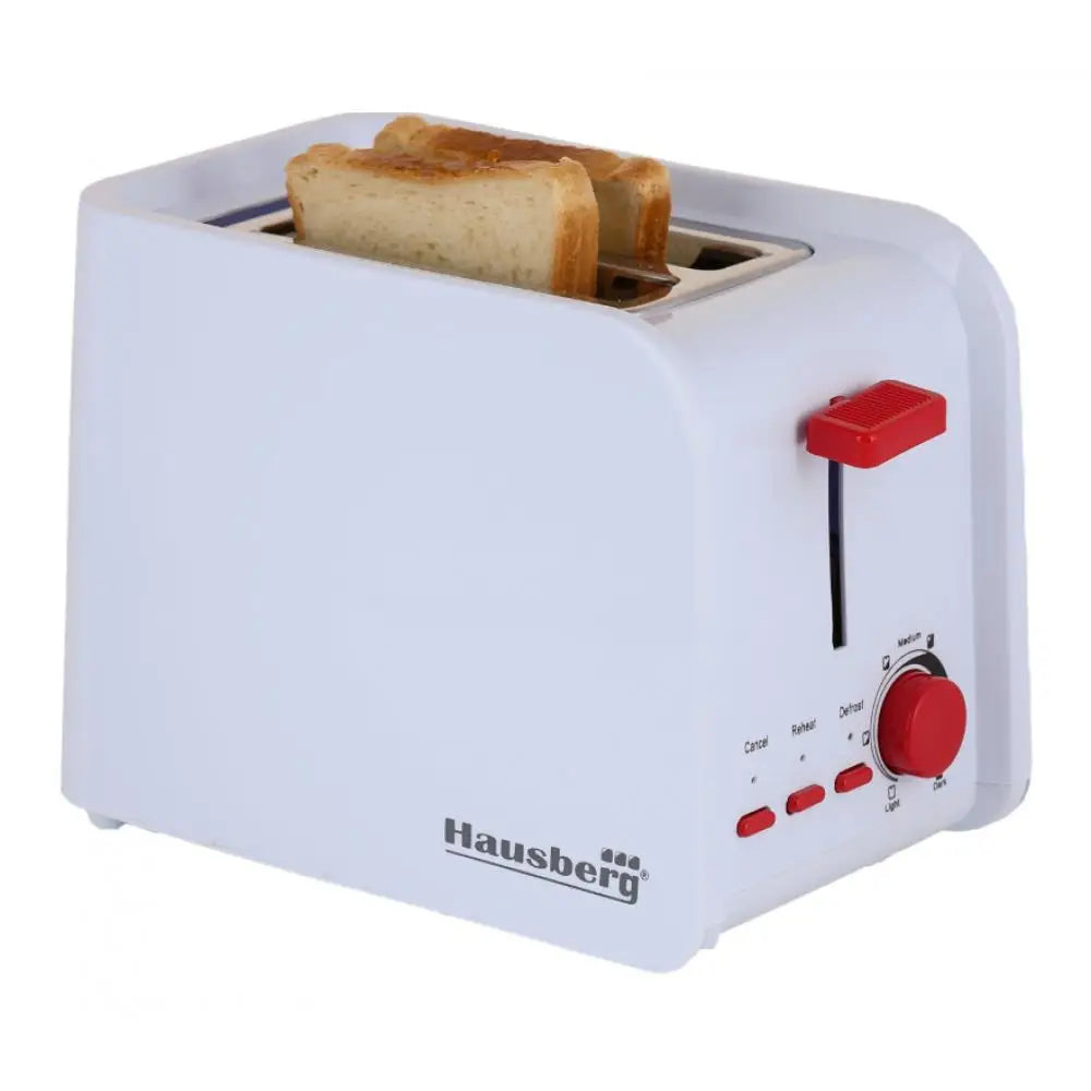 Prajitor de paine Hausberg HB-195RS 750 W 2 felii functie decongelare functie reincalzire 6 trepte putere Alb/Rosu
