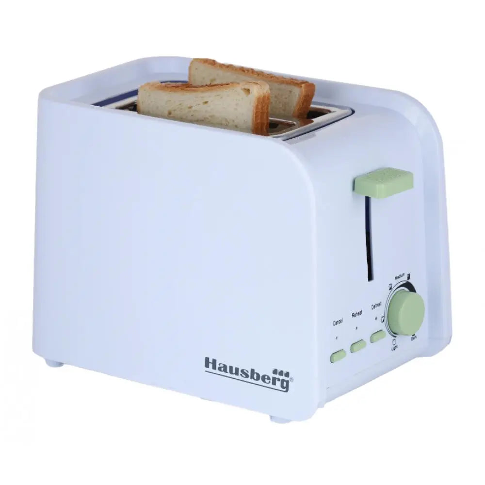 Prajitor de paine Hausberg HB-195VR 750 W 2 felii functie decongelare functie reincalzire 6 trepte putere Alb/Verde