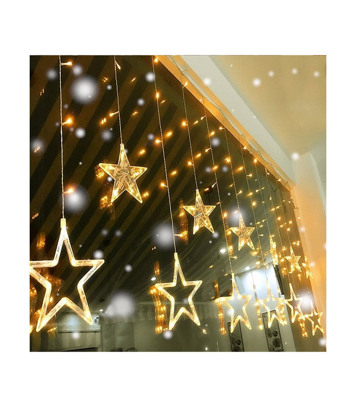 Instalatie Craciun - perdea luminoasa ploaie 12 stele - Articole Iluminat