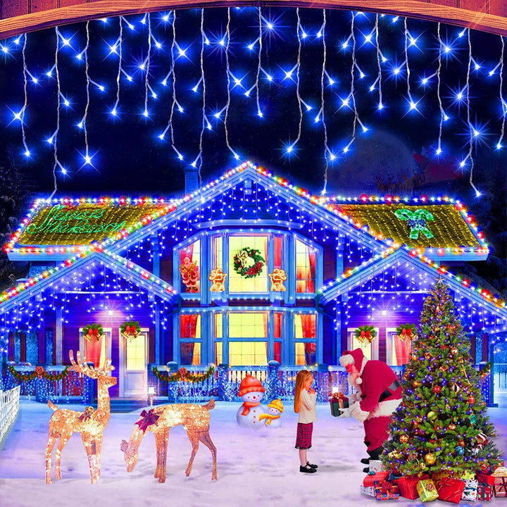 Instalatie pentru Craciun - Franjuri cu LED-uri Tip Turturi 12 metri - Albastru