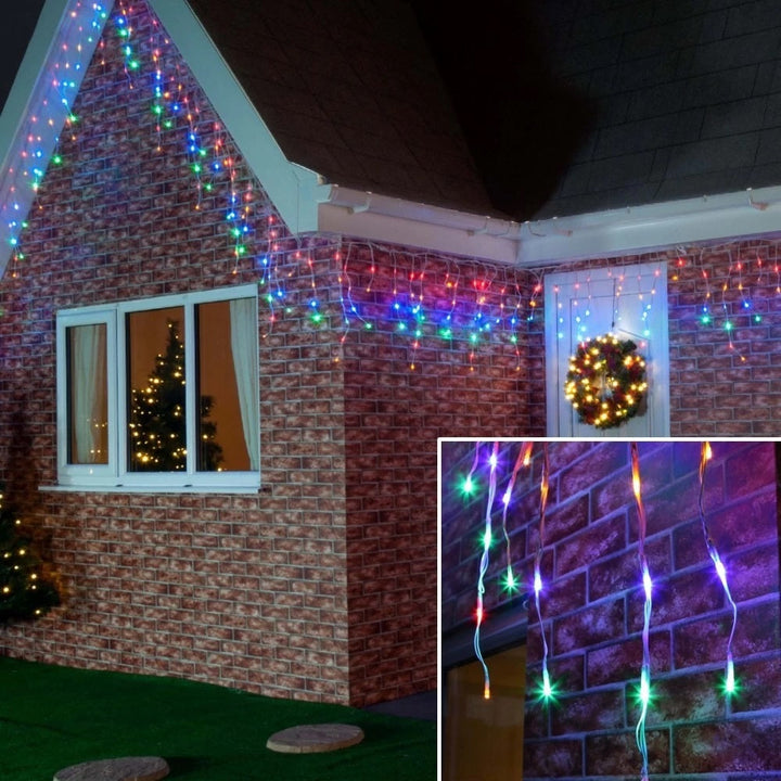 Instalatie pentru Craciun - Franjuri cu LED-uri Tip Turturi 12 metri - multicolora