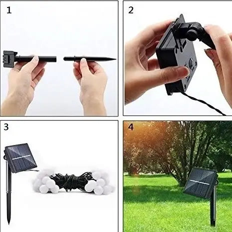 Instrucțiuni de asamblare pentru ghirlanda luminoasa solara cu globuletele luminoase și panoul solar
