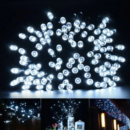 Decoratiune solara pentru exterior cu 1000 led-uri alb rece, instalatie solara pentru exterior IP44