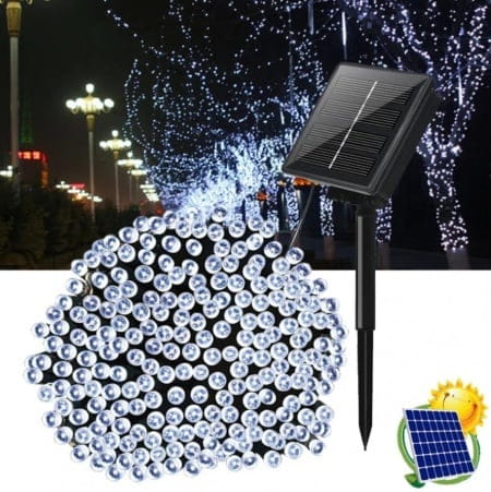 Lampa solara pentru exterior cu LED-uri albe reci și suport în pământ pentru decor exterior