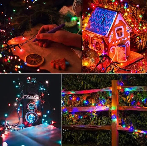 Decoratiuni cu incarcare solara, 50m, 500 LED, lumini festive multicolore pentru instalație cu încărcare solară