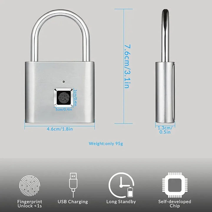 Lacat Smart Cu Deblocare Prin Amprenta Modern Incarcare USB Articole Casa