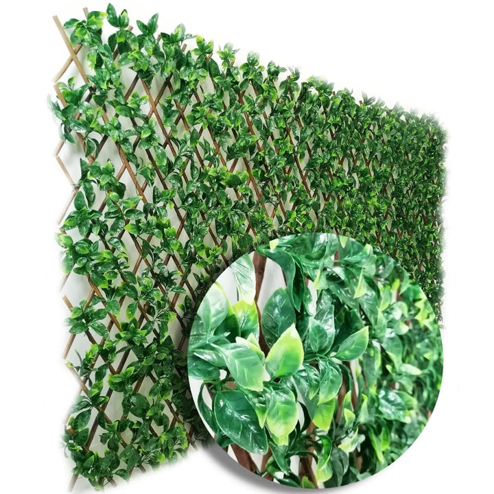 Lichidare de Stoc! Gard Artificial cu Model Frunze Verzi pentru Decorarea Gradinii 100 x 300 cm - Lichidare de Stoc