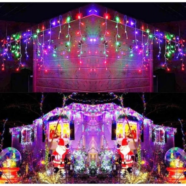 Lichidare de Stoc! Oferta 1 + 1 Instalatie pentru Craciun - Franjuri cu LED-uri Tip Turturi 12 metri - Multicolor