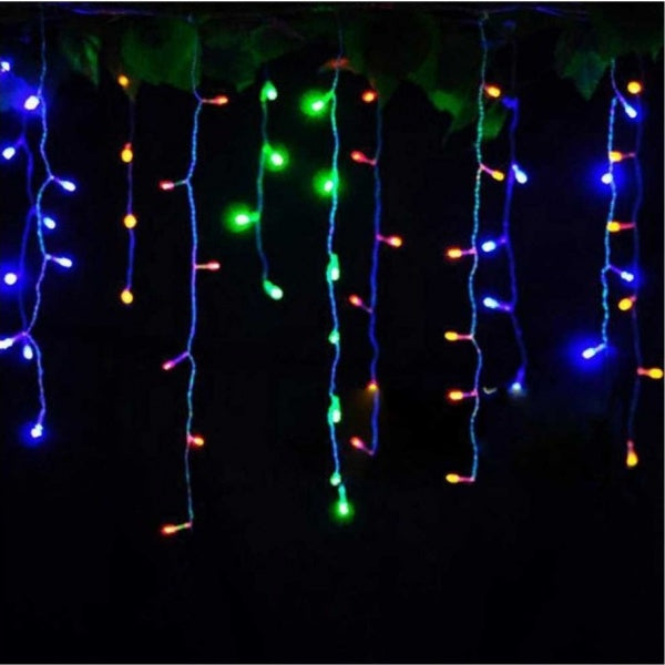 Lichidare de Stoc! Oferta 1 + 1 Instalatie pentru Craciun - Franjuri cu LED-uri Tip Turturi 12 metri - Multicolor