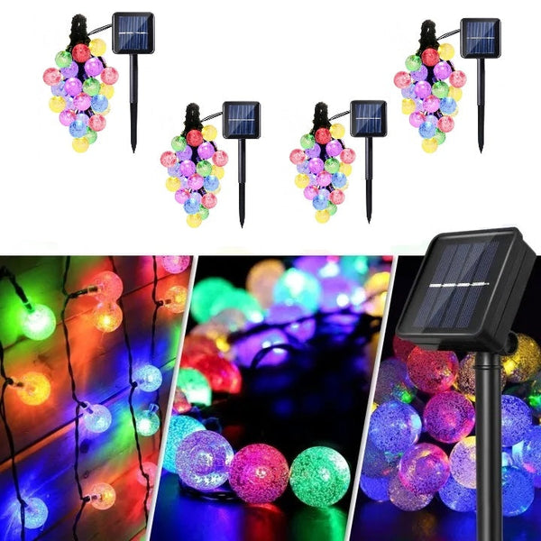 Lichidare de Stoc! Set 3 x Decoratiune cu Incarcare Solara 30 de Globulete 5 Metri - Lichidare de Stoc