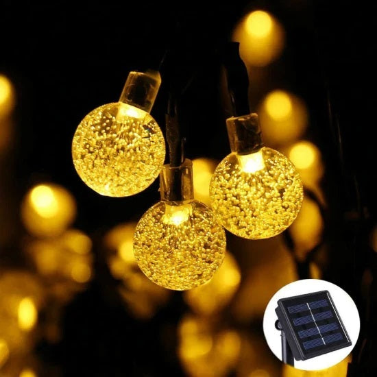 Lichidare de Stoc! Set 3 x Decoratiune cu Incarcare Solara 30 de Globulete 5 Metri - Lichidare de Stoc