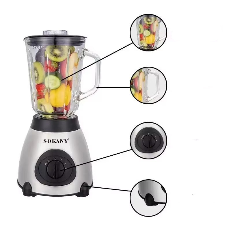 Blender Profesional SONYMAX SN-8066 2 in 1 2200W - Zdrobitor Gheata,Pahar Sticla 1.5L Rasnita Cafea și Condimente,Motor