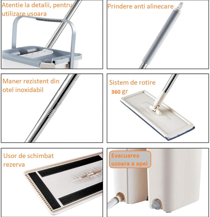 Mop cu galeata si 2 rezerve incluse - Articole Casa