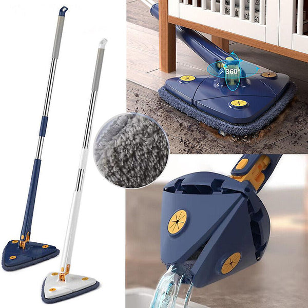 Mop inovativ CleanMaster de mana reglabil rotire 360 triunghi albastru - Articole Casa