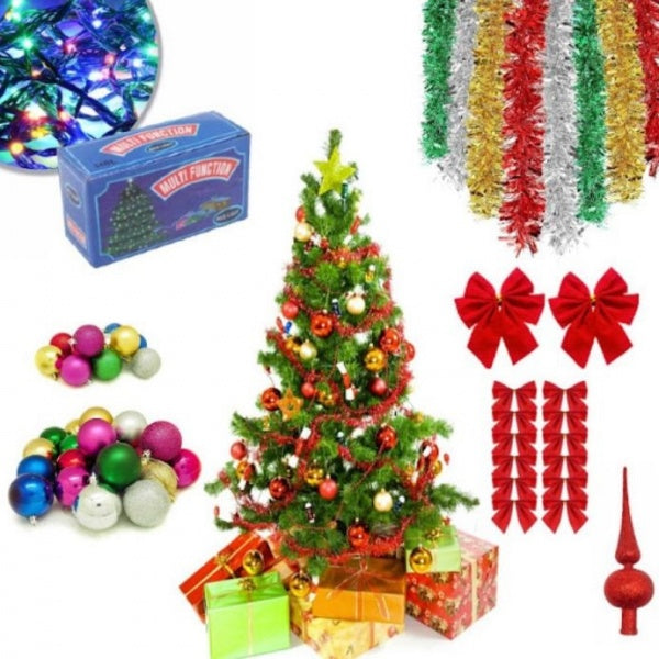 Pachet Brad Artificial cu Accesorii Incluse pentru Impodobit 180cm - Sarbatori Iarna