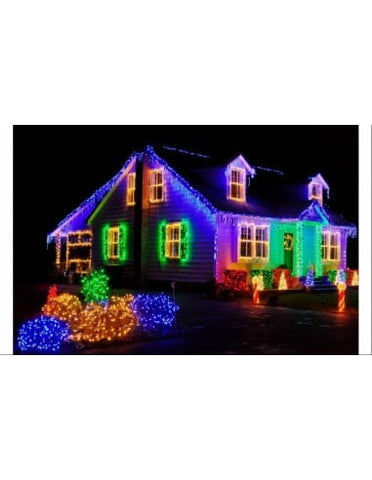 Lichidare de Stoc! Oferta 1 + 1 Instalatie pentru Craciun - Franjuri cu LED-uri Tip Turturi 12 metri - Multicolor