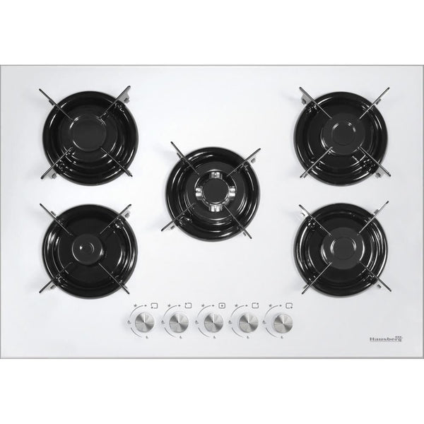 Plita Incorporabila Hausberg HB-565AB 5 arzatoare Gaz Aprindere electrica Alb