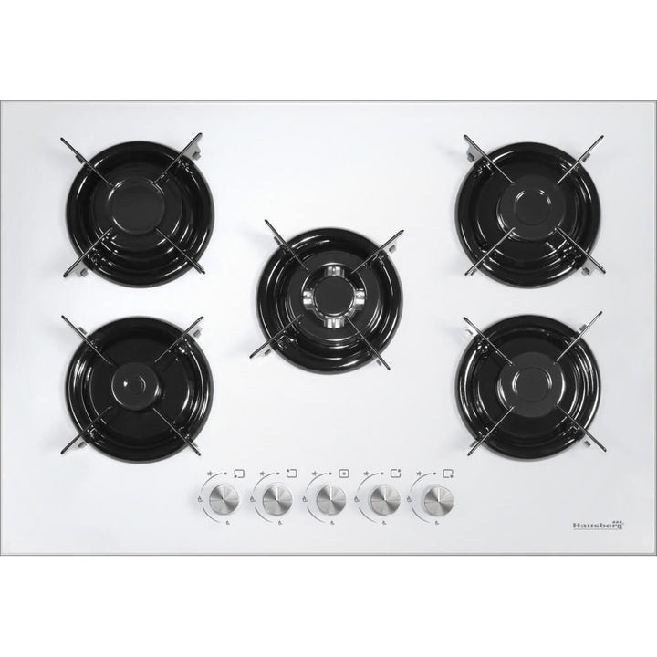 Plita Incorporabila Hausberg HB-565AB 5 arzatoare Gaz Aprindere electrica Alb