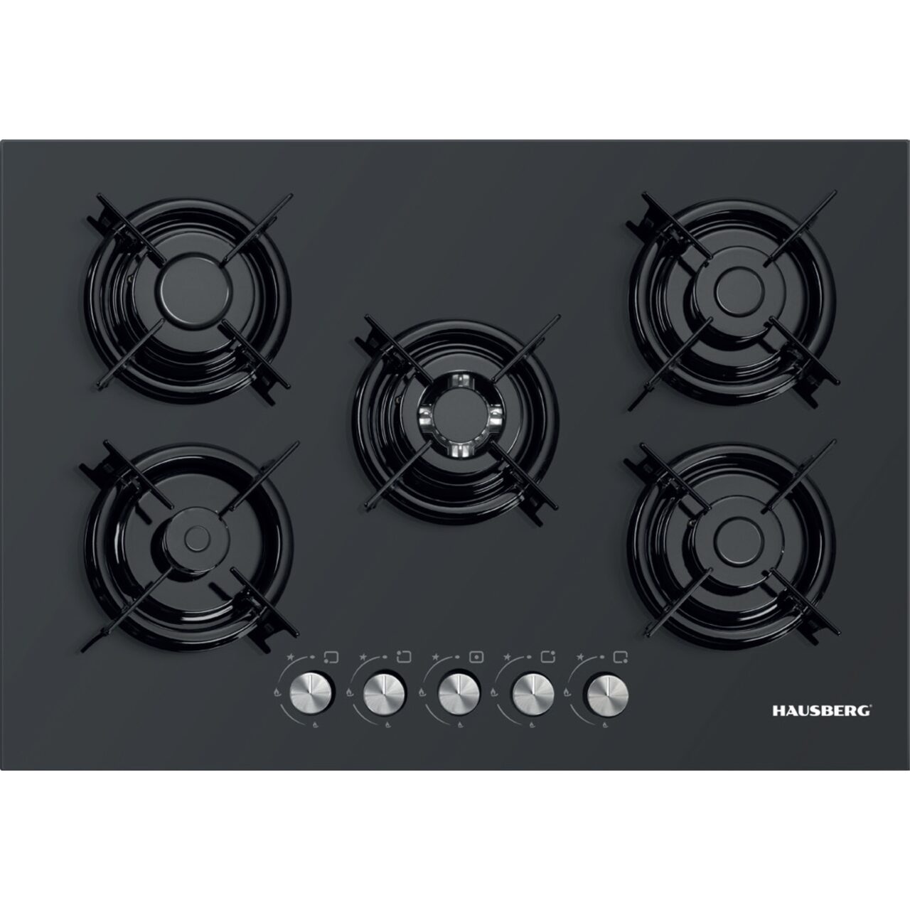 Plita incorporabila Hausberg HB-565NG Negru Gaz 5 arzatoare
